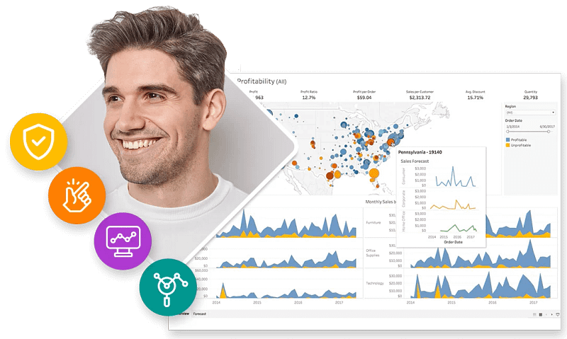 che cos'è TABLçEAU: grafico e icone